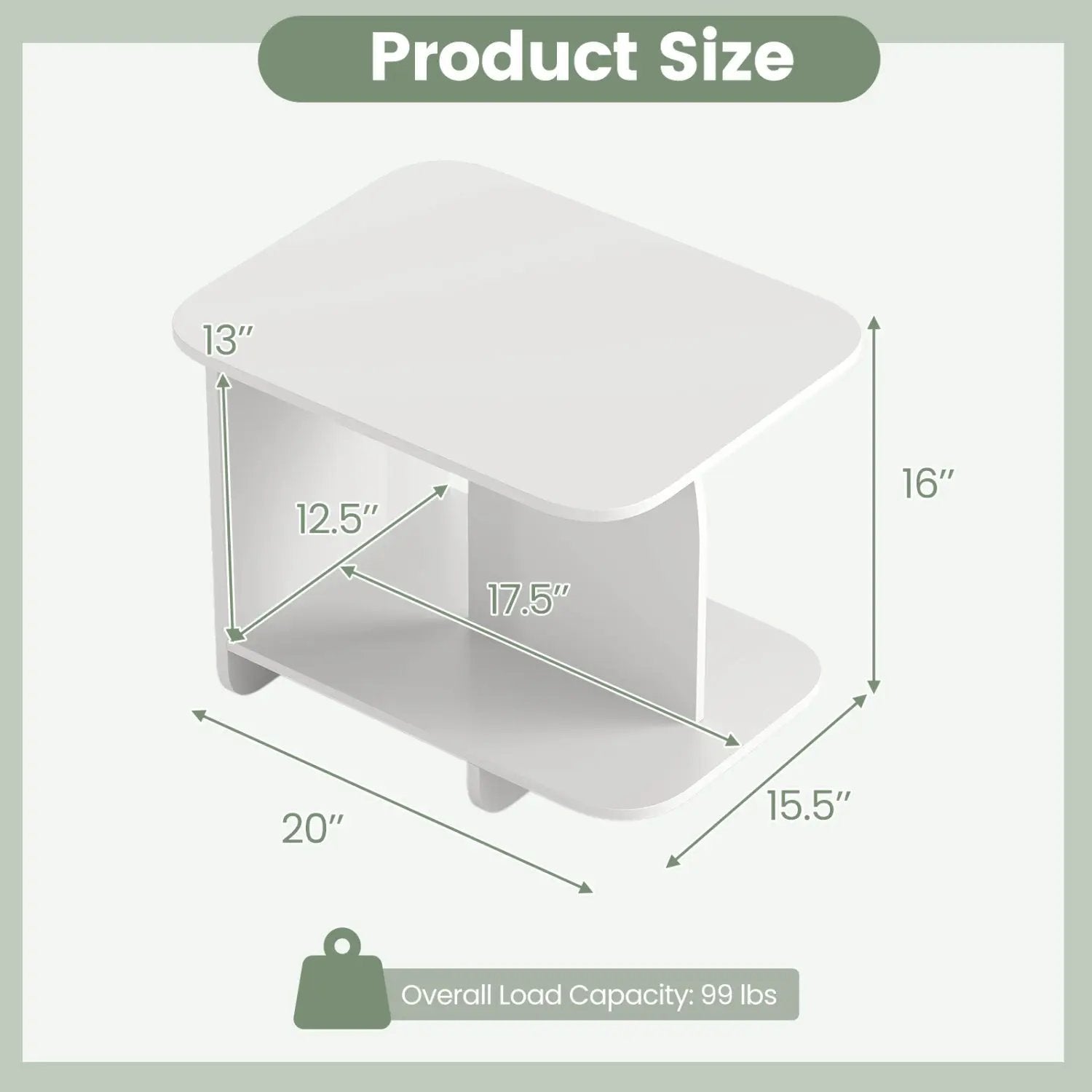 End Table 2-Tier Sofa Side Table with Storage Shelf for Small Space by DirectDeals
