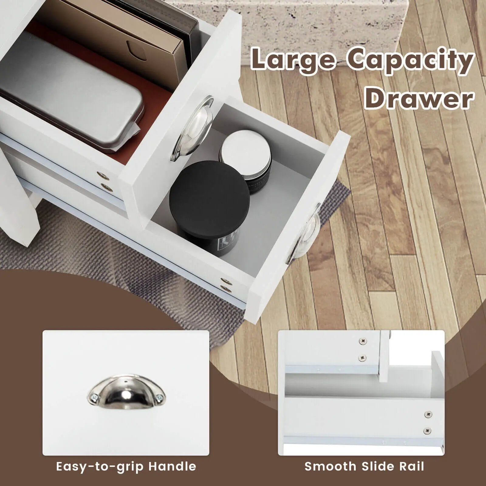 End Table Wooden with 2 Drawers and Shelf Bedside Table by DirectDeals