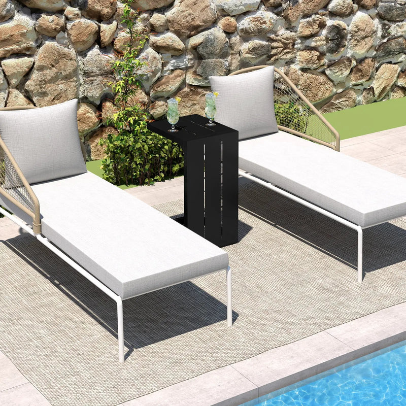 Set of 2 C-Shaped End Table with Adjustable Foot Pads for Indoors Outdoors-Black by DirectDeals