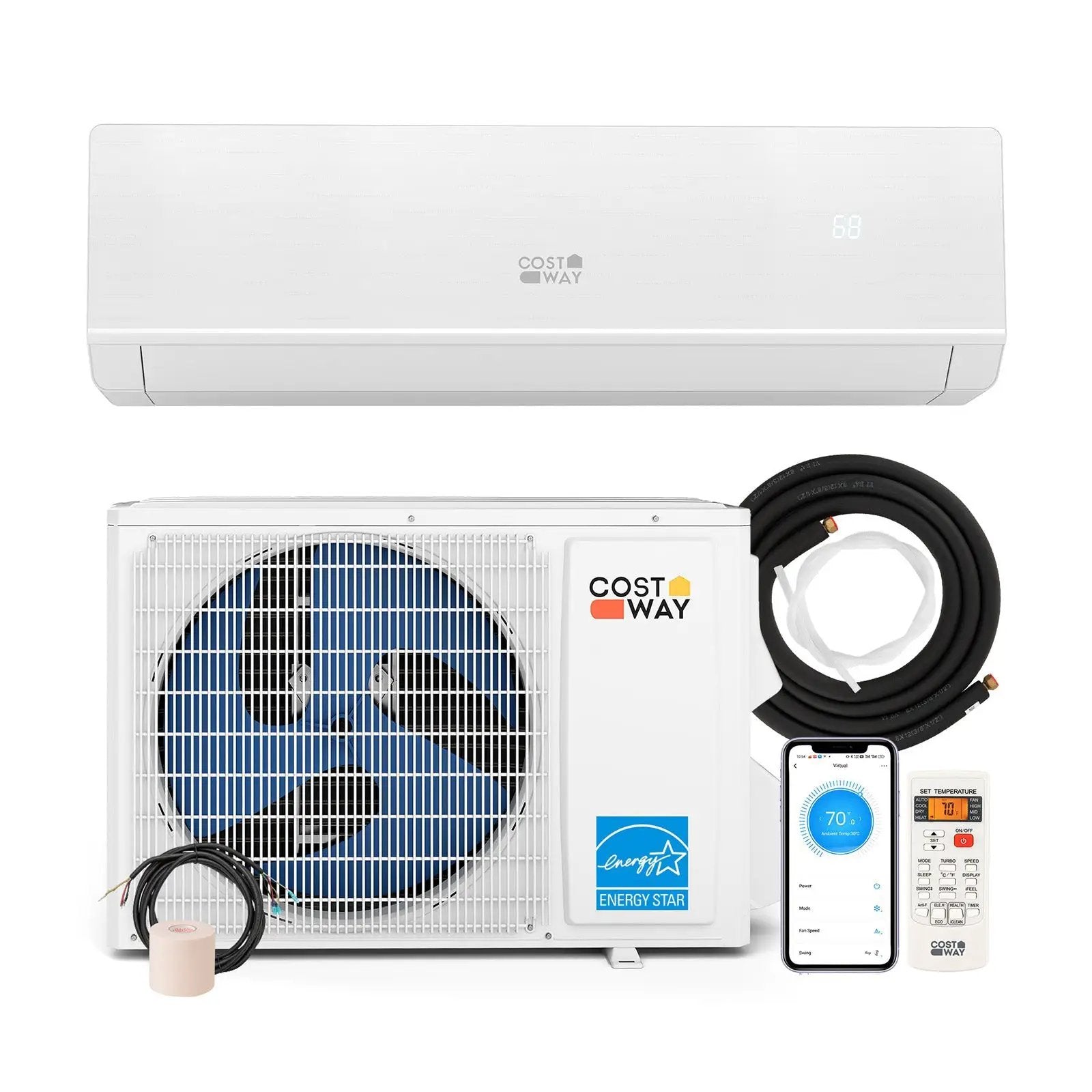 Energy Star Certified 18000 BTU 25 SEER2 208-230V Ductless Mini Split Air Conditioner and Heater WiFi Enabled by DirectDeals