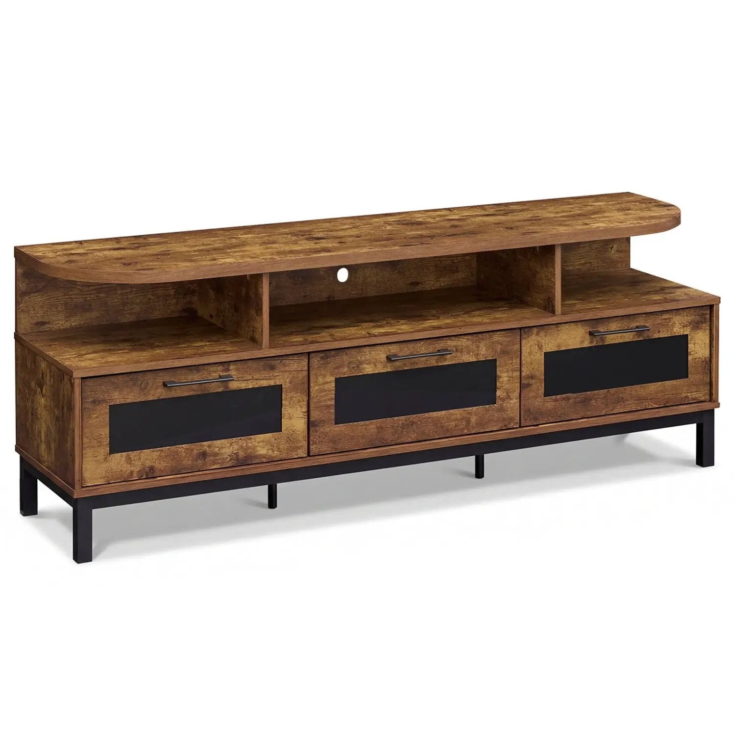 Entertainment Center with 3 Storage Drawers and Open Shelves by DirectDeals