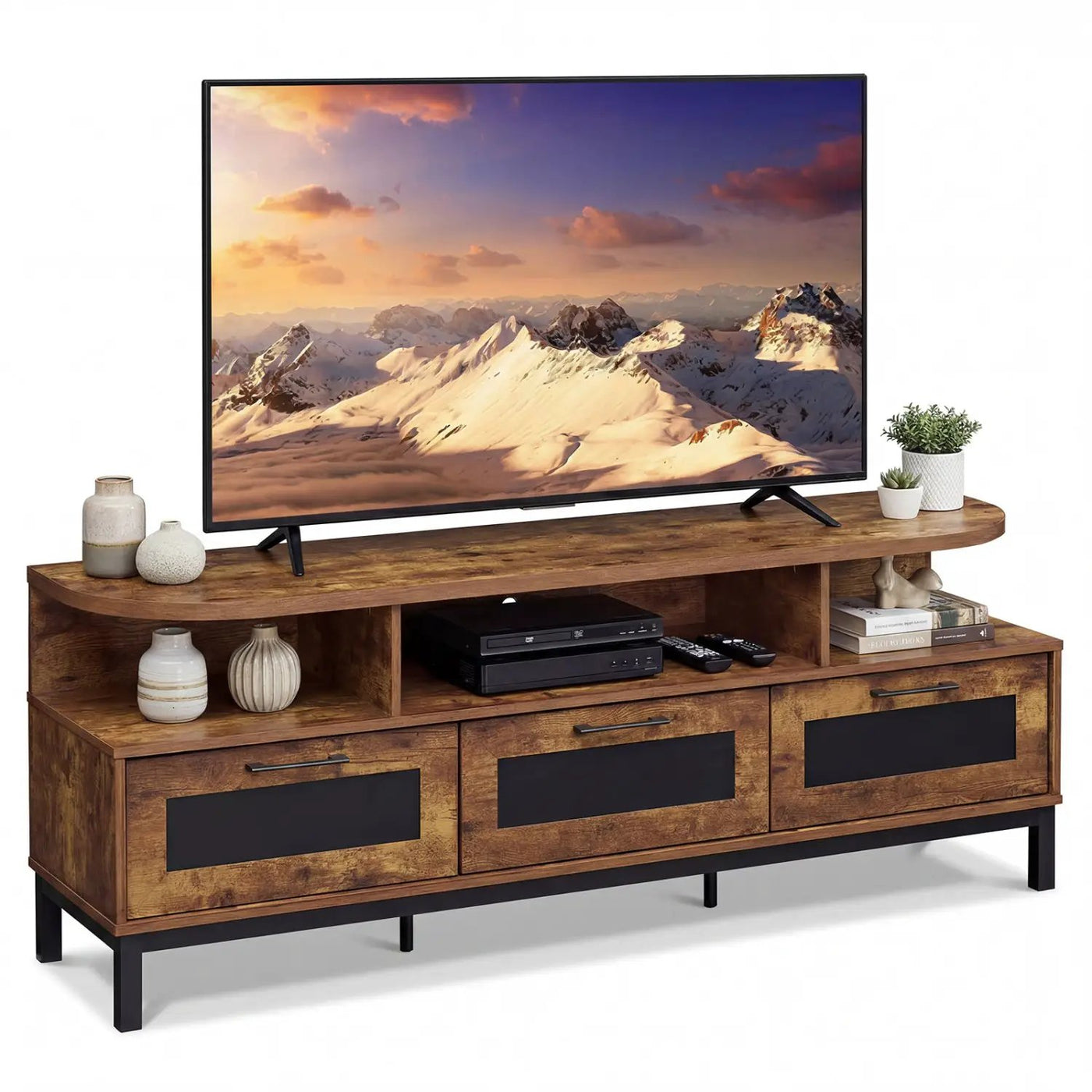 Entertainment Center with 3 Storage Drawers and Open Shelves by DirectDeals