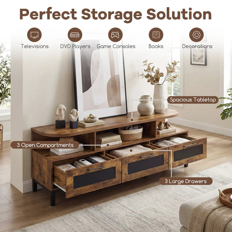 Entertainment Center with 3 Storage Drawers and Open Shelves by DirectDeals