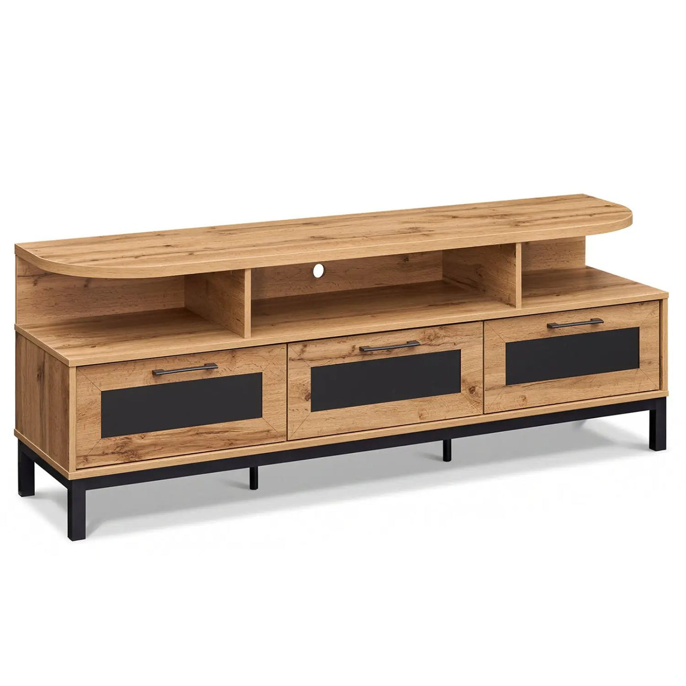 Entertainment Center with 3 Storage Drawers and Open Shelves by DirectDeals