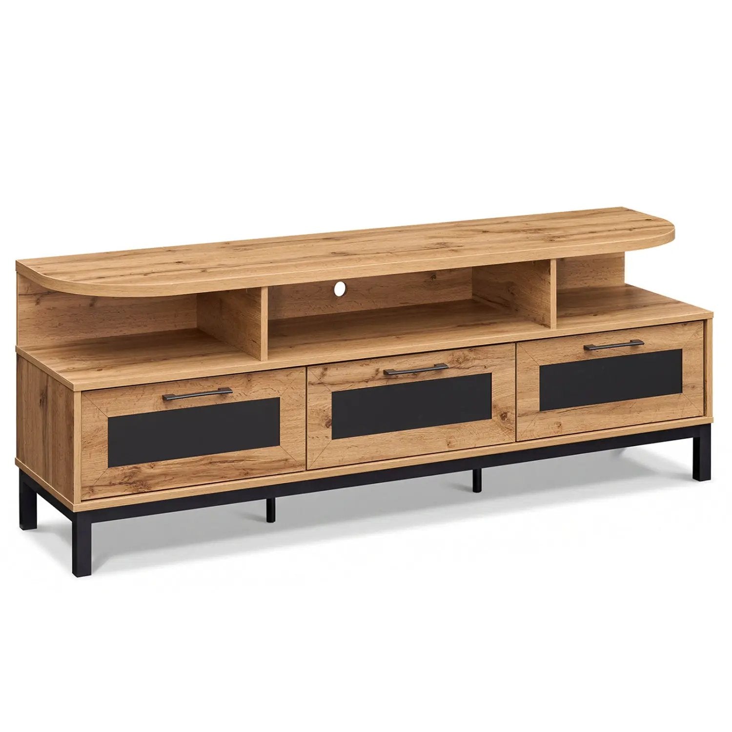 Entertainment Center with 3 Storage Drawers and Open Shelves by DirectDeals