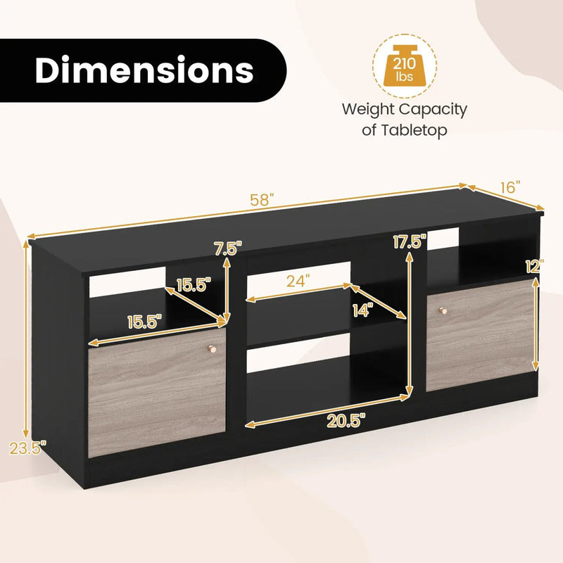 TV Stand for 65" TVs with LED Lighting & Fireplace Insert by DirectDeals