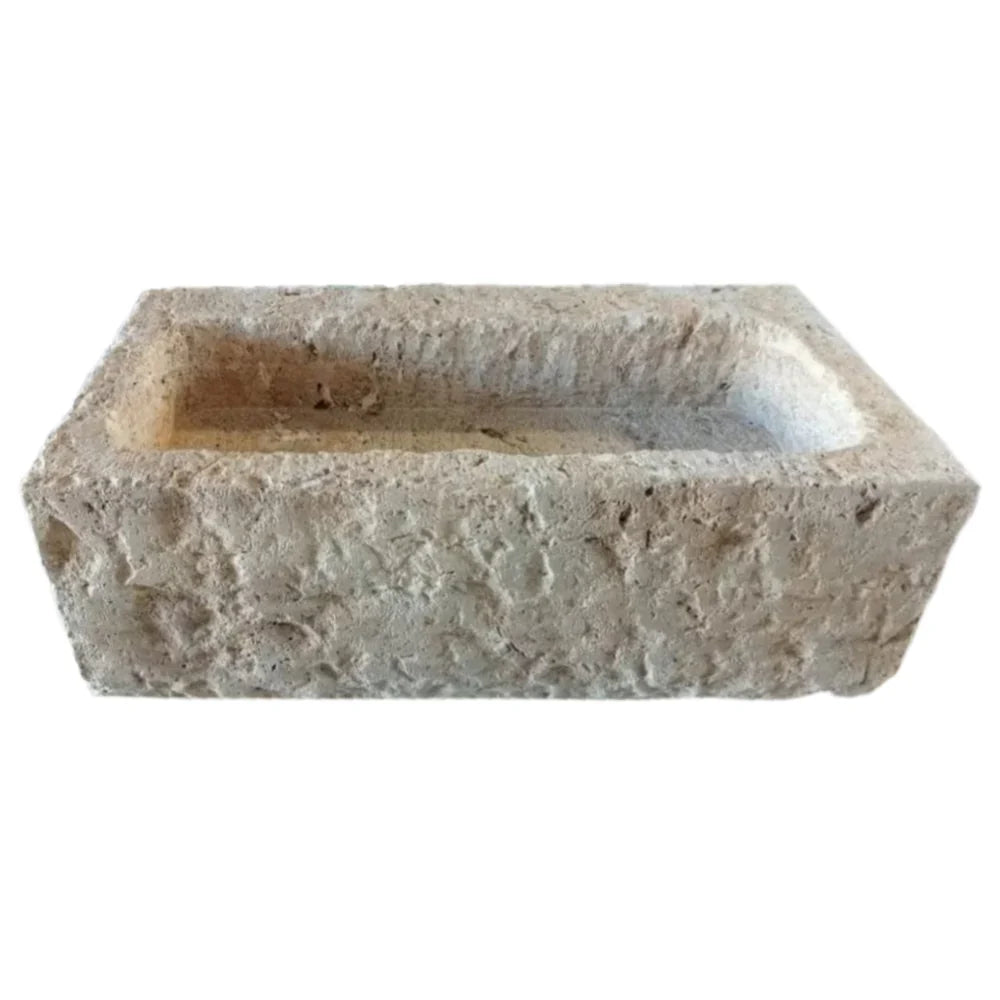 Ephesus Light Travertine Rustic Old-world Look Wall-mount Outdoor Sink (W)18" (L)28" (H)8" by GobekDesign