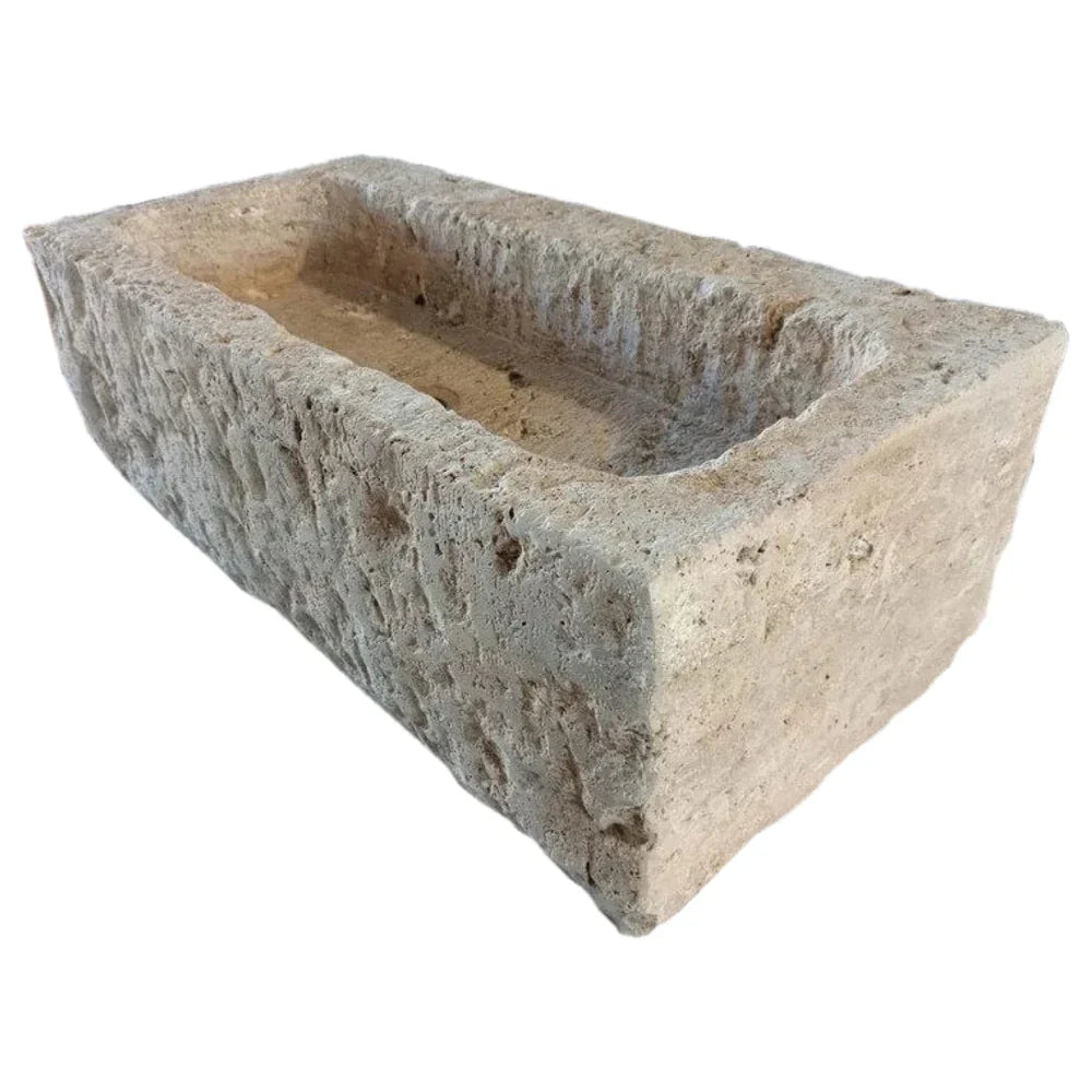 Ephesus Light Travertine Rustic Old-world Look Wall-mount Outdoor Sink (W)18" (L)28" (H)8" by GobekDesign