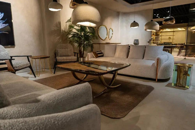 Luxurious Ivory Shaped Epoxy Resin Dining Room Coffee Table by Gizz