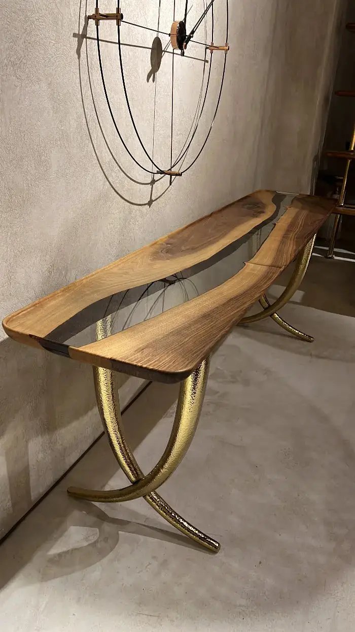 Epoxy Resin Sofa & Console table made of Walnut wood | Ivory Collection by Gizz