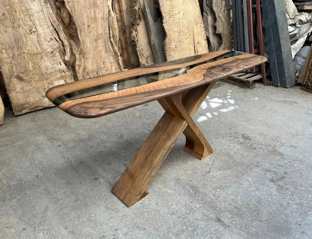 Handmade Solid Walnut Console Table for Entryway and Foyer by Gizz