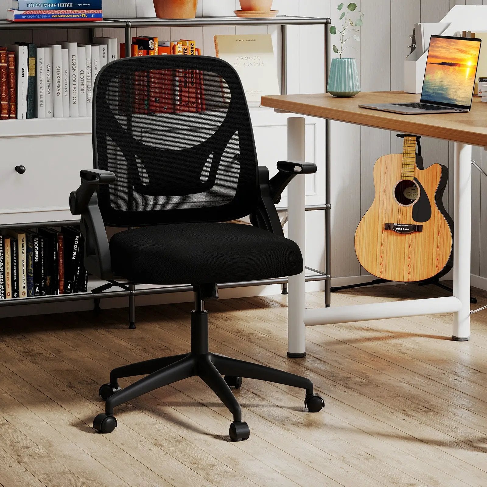 Ergonomic Computer Desk Chair with Lumbar Support and Flip-up Arms by DirectDeals