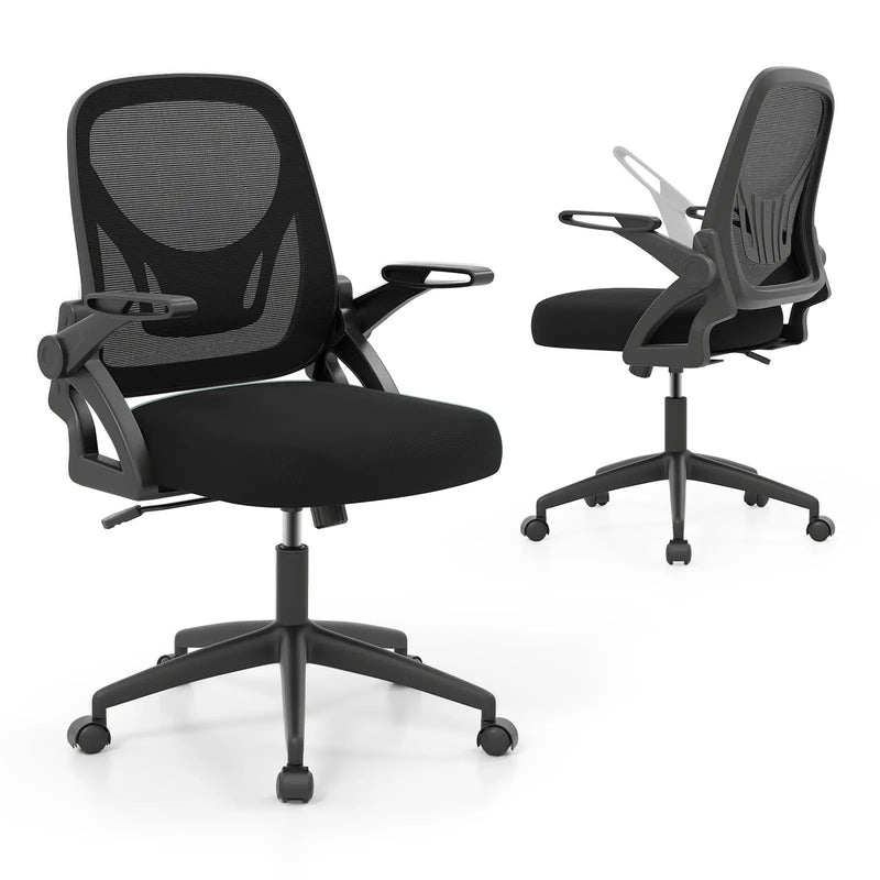Ergonomic Computer Desk Chair with Lumbar Support and Flip-up Arms by DirectDeals