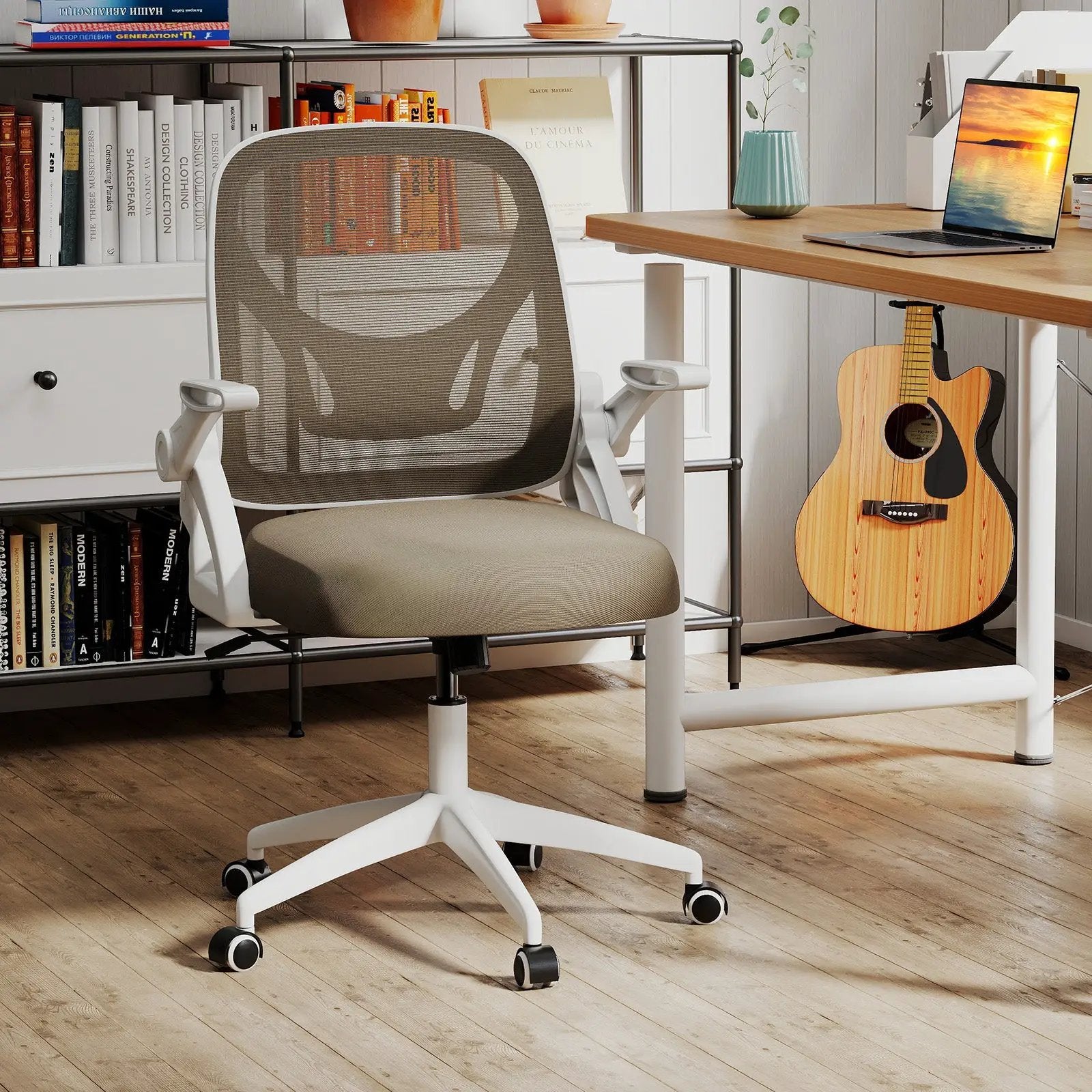 Ergonomic Computer Desk Chair with Lumbar Support and Flip-up Arms by DirectDeals
