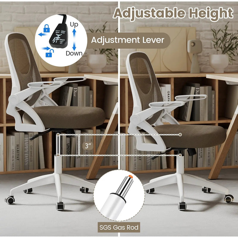 Ergonomic Computer Desk Chair with Lumbar Support and Flip-up Arms by DirectDeals