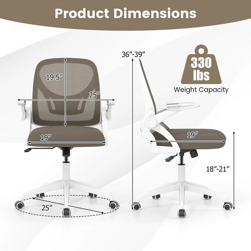 Ergonomic Computer Desk Chair with Lumbar Support and Flip-up Arms by DirectDeals
