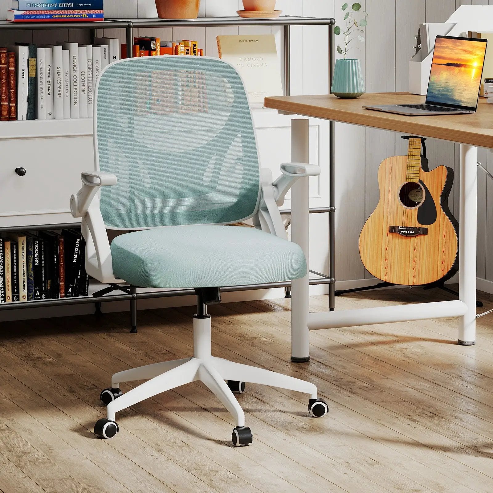 Ergonomic Computer Desk Chair with Lumbar Support and Flip-up Arms by DirectDeals