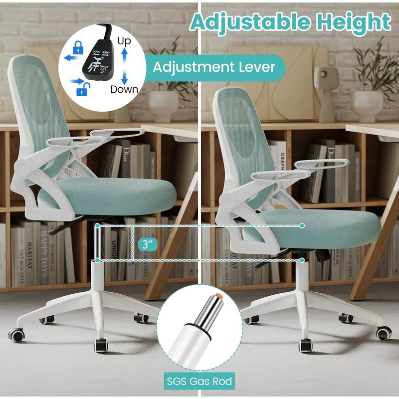 Ergonomic Computer Desk Chair with Lumbar Support and Flip-up Arms by DirectDeals