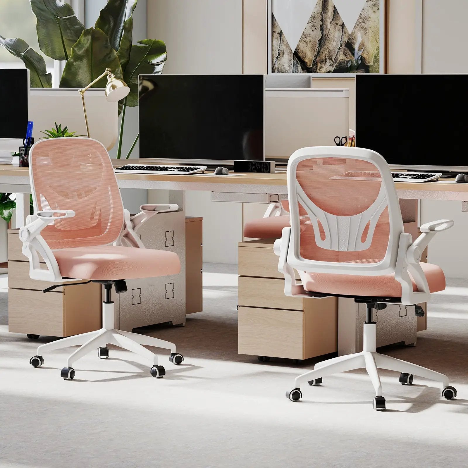 Ergonomic Computer Desk Chair with Lumbar Support and Flip-up Arms by DirectDeals