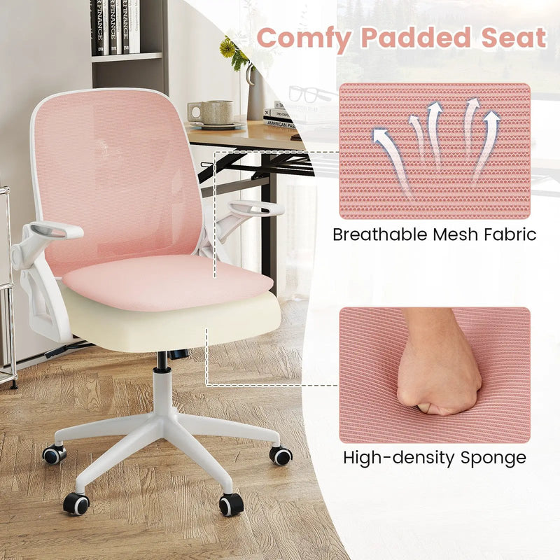Ergonomic Computer Desk Chair with Lumbar Support and Flip-up Arms by DirectDeals