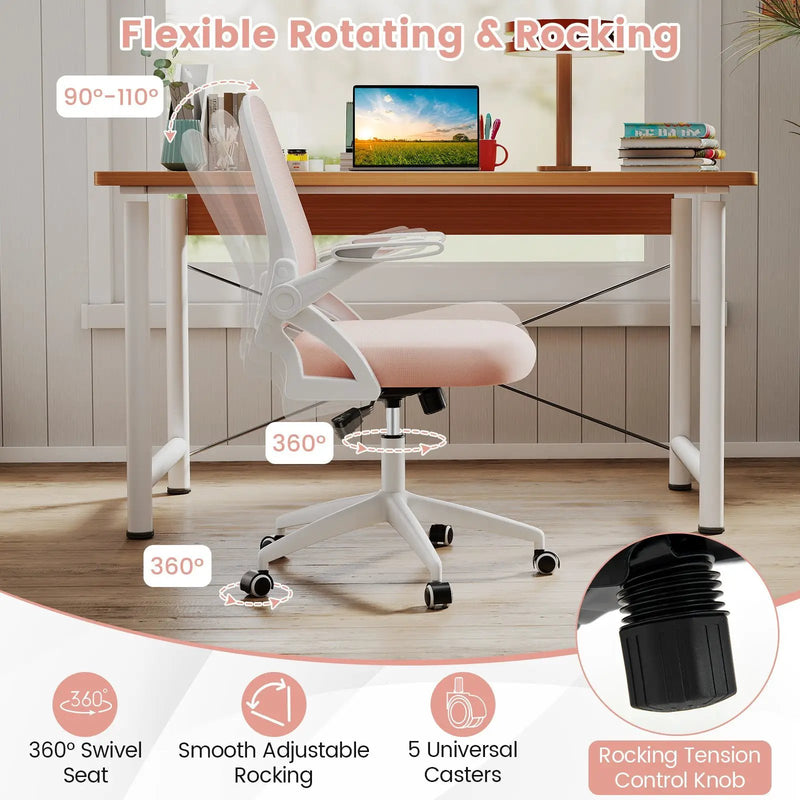 Ergonomic Computer Desk Chair with Lumbar Support and Flip-up Arms by DirectDeals