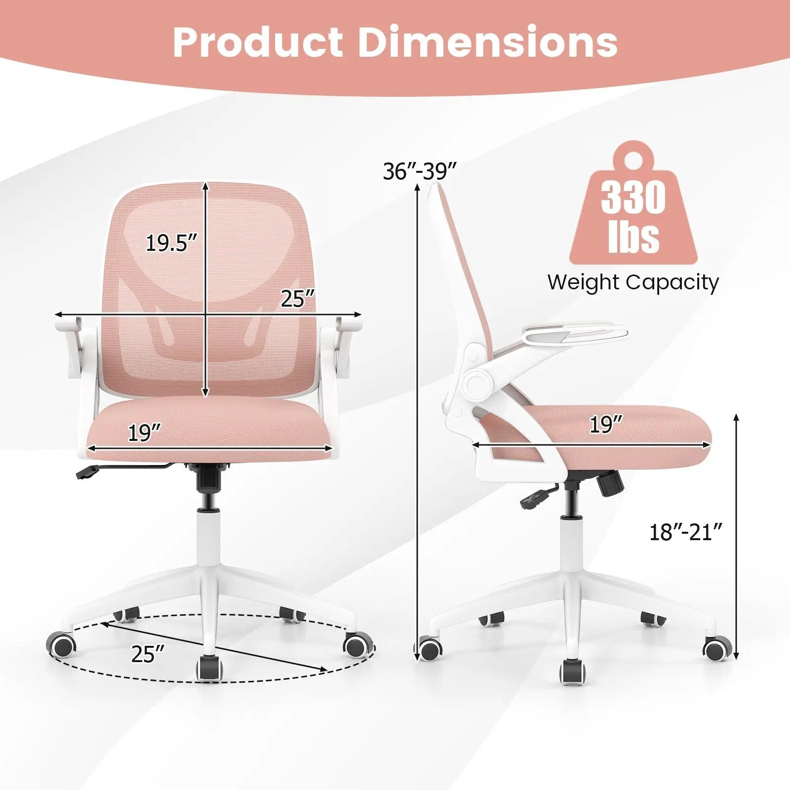 Ergonomic Computer Desk Chair with Lumbar Support and Flip-up Arms by DirectDeals
