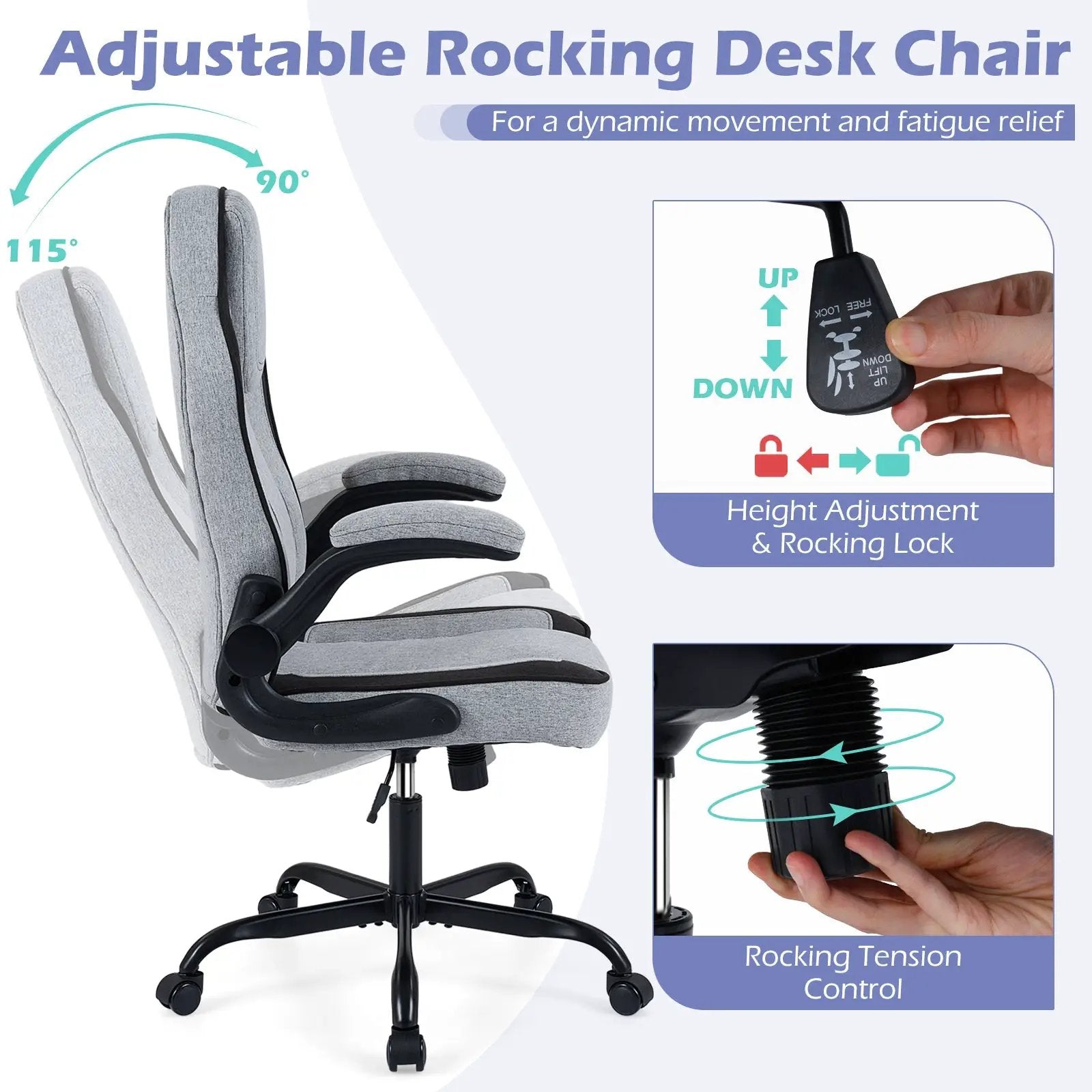 Ergonomic Computer Office Chair with 90¬∞ Flip-up Armrests by DirectDeals
