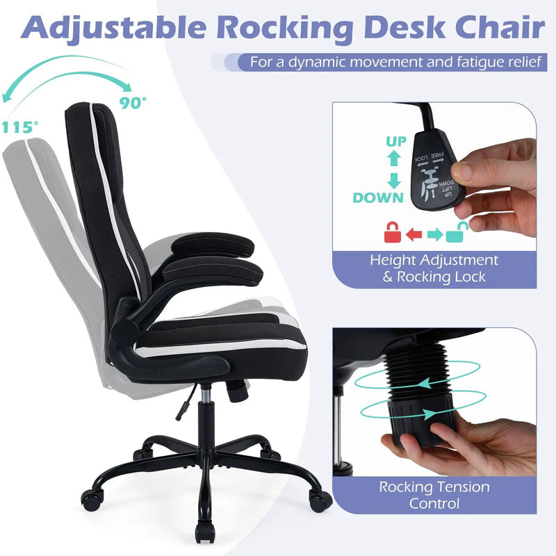 Ergonomic Computer Office Chair with 90¬∞ Flip-up Armrests by DirectDeals