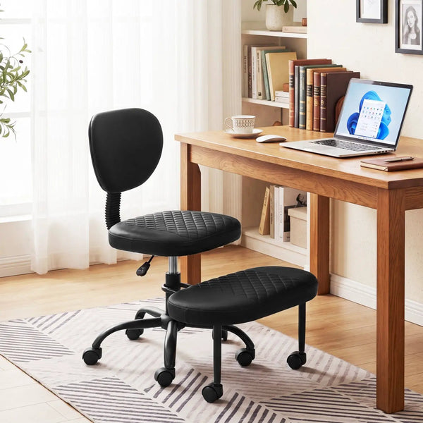 Cross Legged Office Chair with Adjustable Height & Footrest