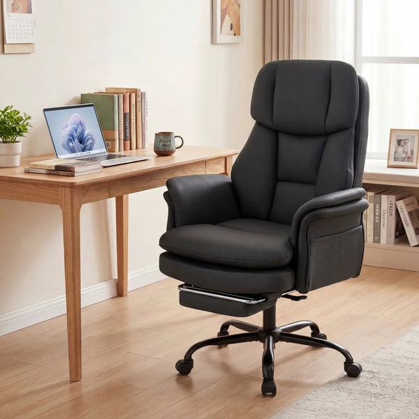 Big and Tall Office Chair with Retractable Footrest 500 lbs