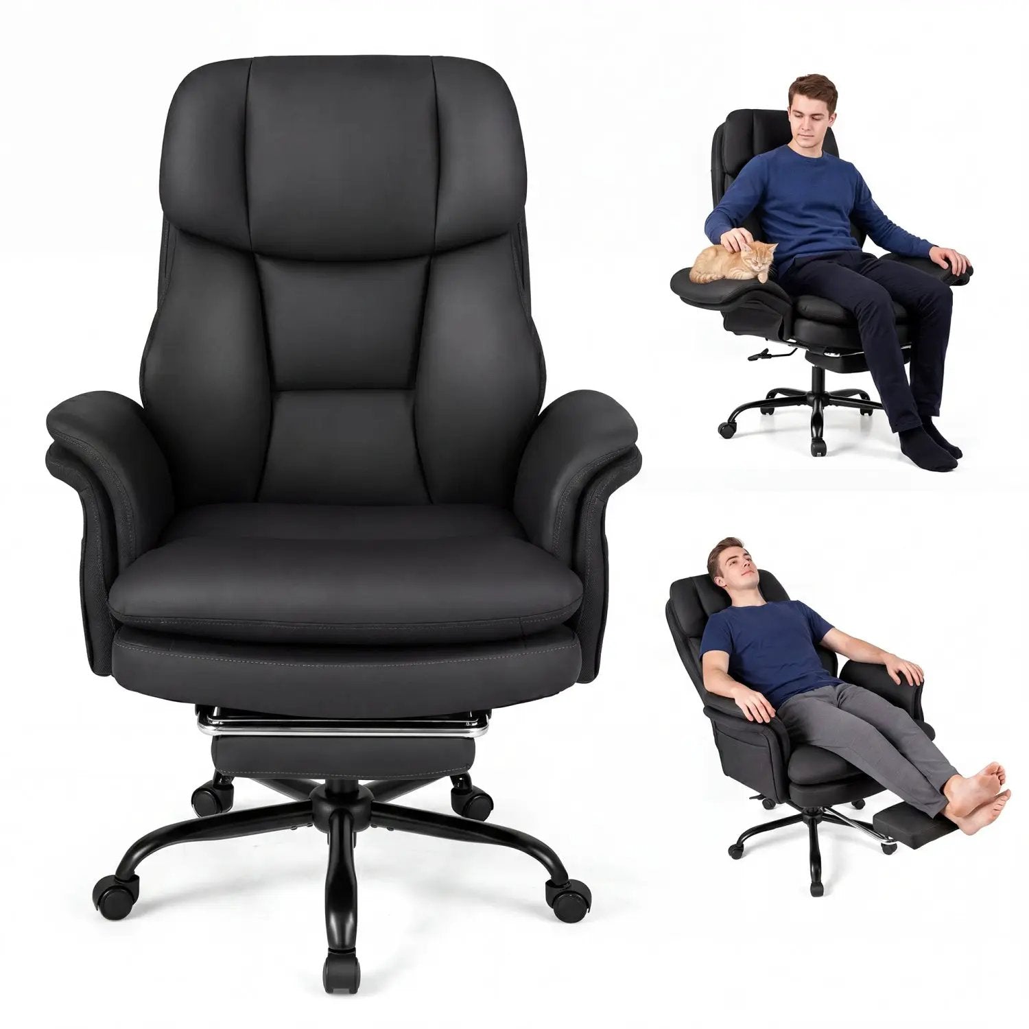 Big and Tall Office Chair with Retractable Footrest 500 lbs by DirectDeals