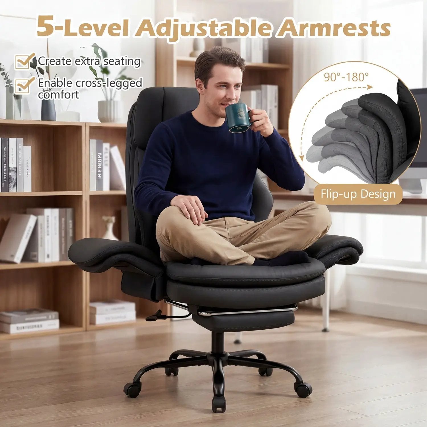 Big and Tall Office Chair with Retractable Footrest 500 lbs by DirectDeals
