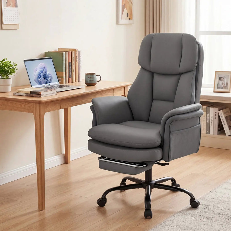 Big and Tall Office Chair with Retractable Footrest 500 lbs by DirectDeals