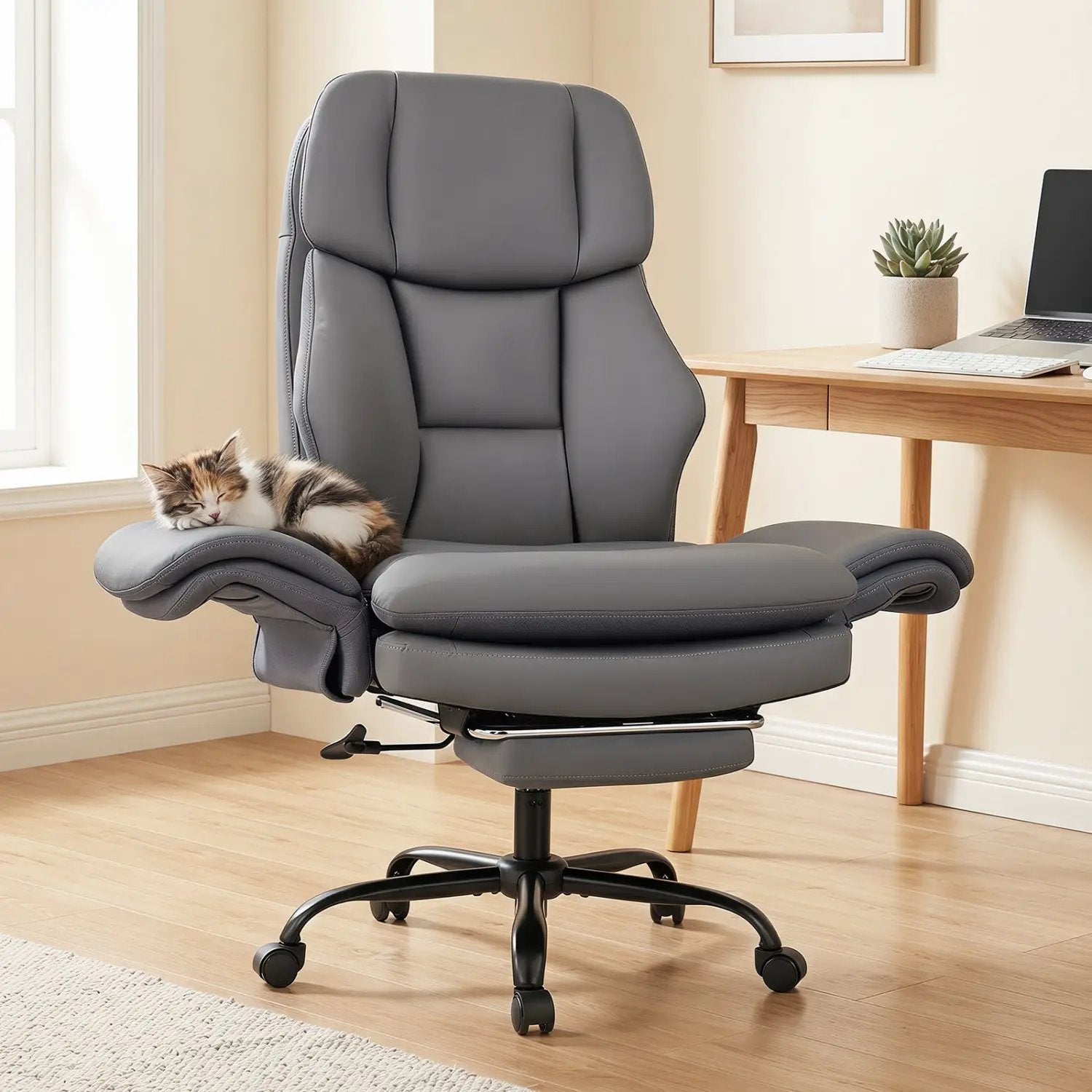 Big and Tall Office Chair with Retractable Footrest 500 lbs by DirectDeals
