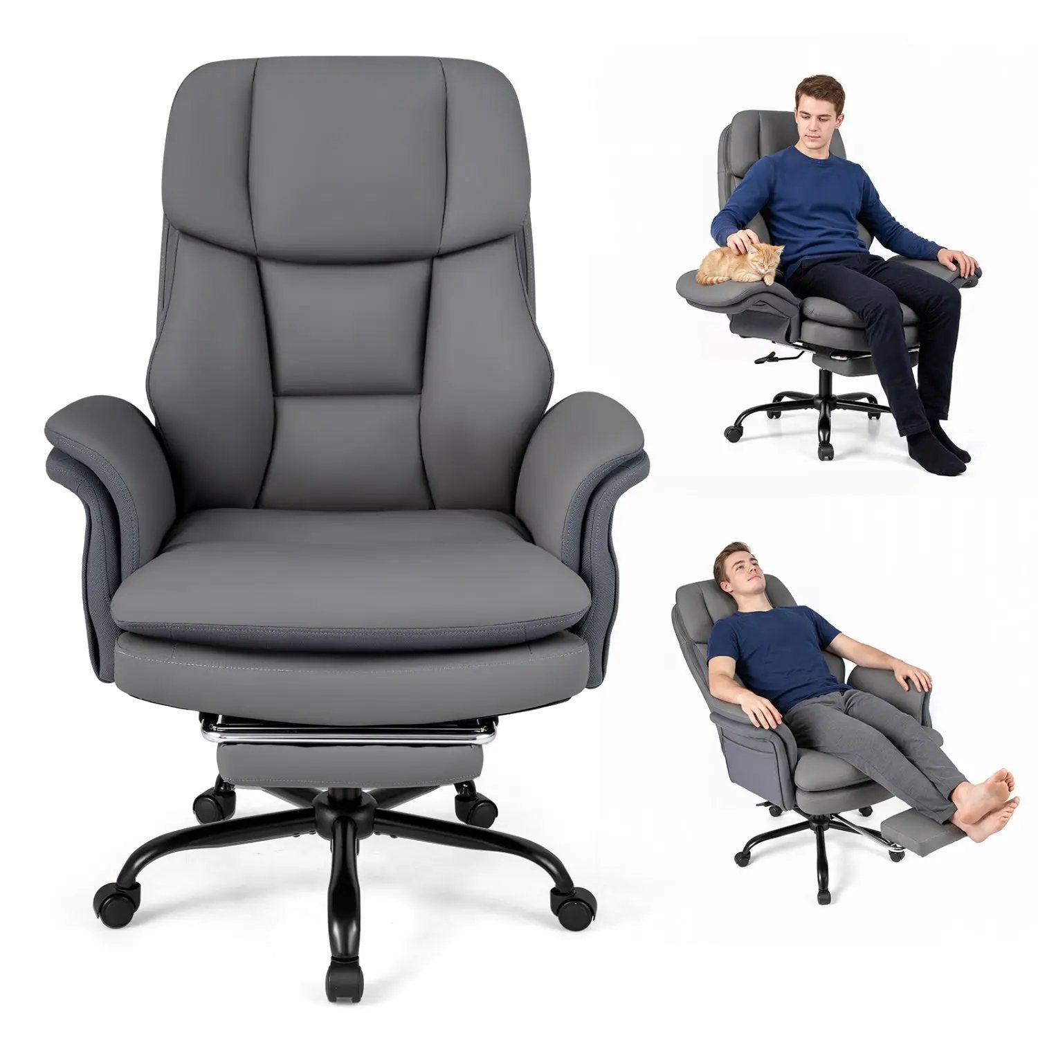 Big and Tall Office Chair with Retractable Footrest 500 lbs by DirectDeals