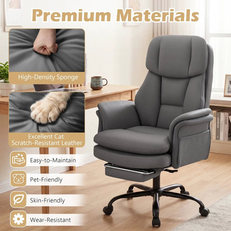 Big and Tall Office Chair with Retractable Footrest 500 lbs by DirectDeals