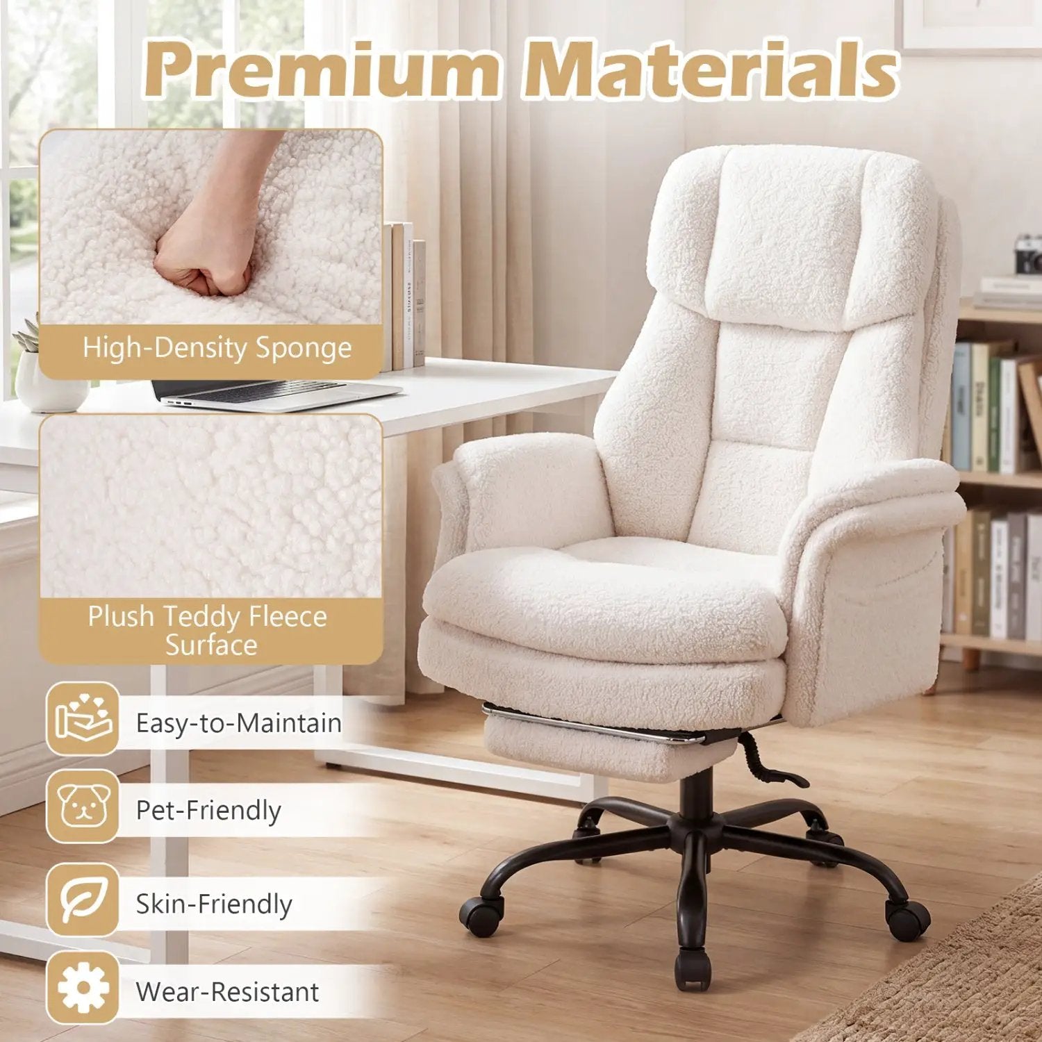 Big and Tall Office Chair with Retractable Footrest 500 lbs by DirectDeals