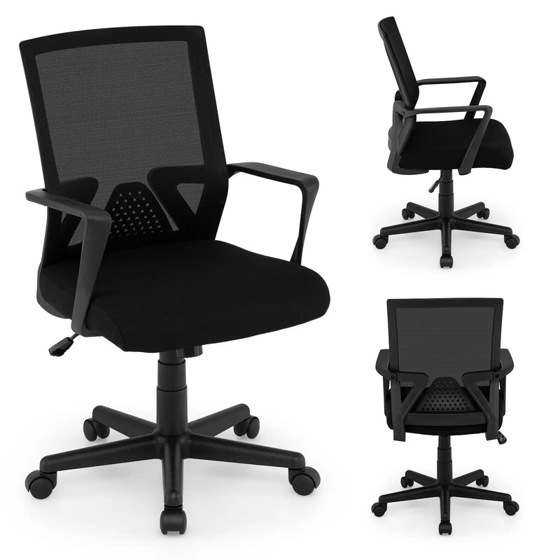 Ergonomic Desk Chair with Lumbar Support and Rocking Function-Black by DirectDeals