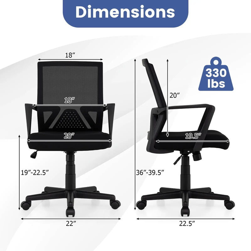 Ergonomic Desk Chair with Lumbar Support and Rocking Function-Black by DirectDeals