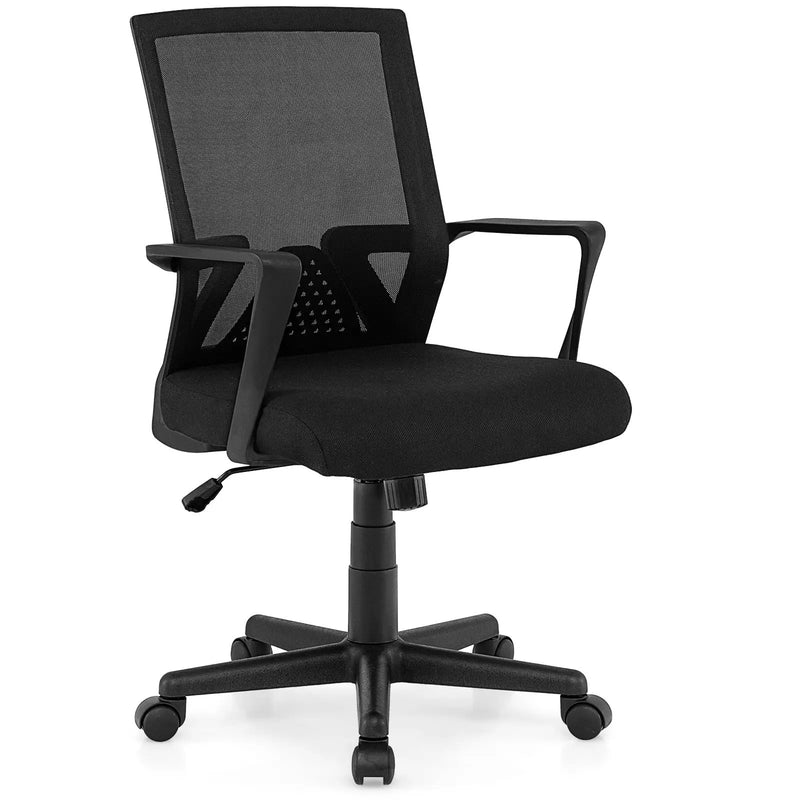 Ergonomic Desk Chair with Lumbar Support and Rocking Function-Black by DirectDeals