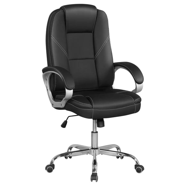 Ergonomic Leather Office Chair with Padded Armrests and Rocking Backrest