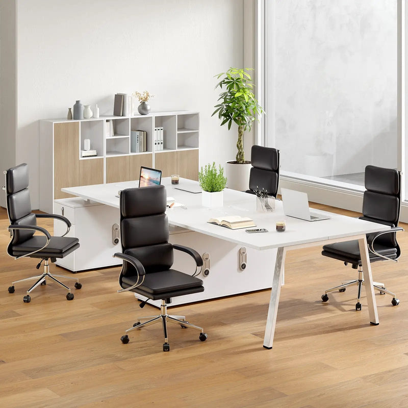 Ergonomic Leather Office Chair with Adjustable Height and Rocking Function-Black by DirectDeals
