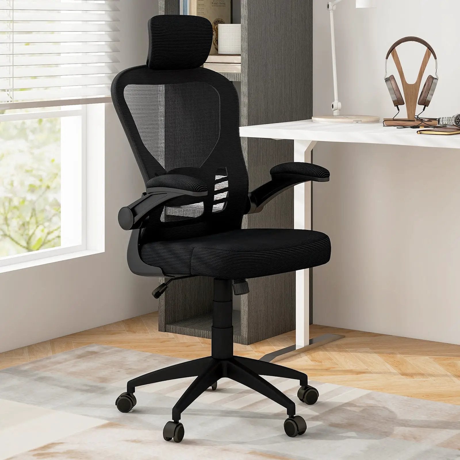 Ergonomic Mesh Office Chair with Adjustable Height for Home Office-Black by DirectDeals