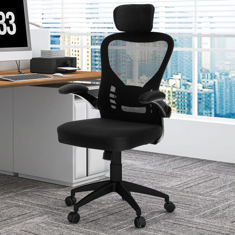 Ergonomic Mesh Office Chair with Adjustable Height for Home Office-Black by DirectDeals