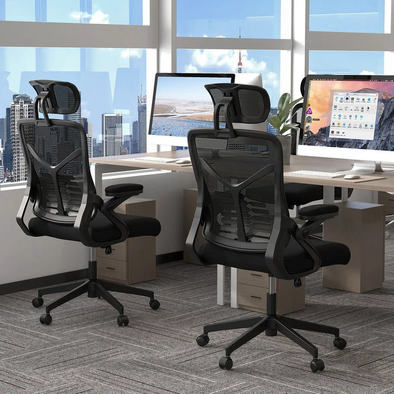 Ergonomic Mesh Office Chair with Lumbar Support and Rocking Function-Black by DirectDeals