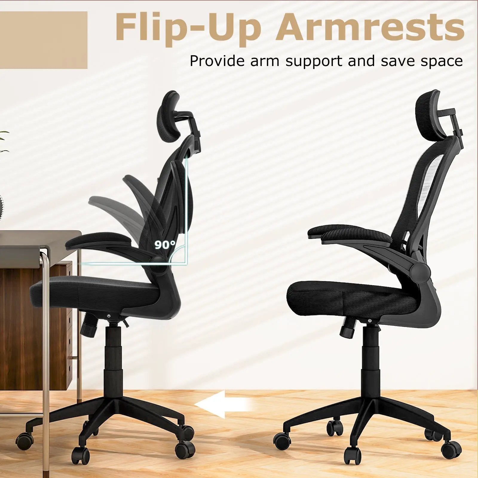 Ergonomic Mesh Office Chair with Adjustable Height for Home Office-Black by DirectDeals