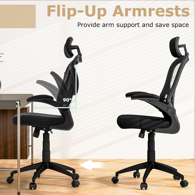 Ergonomic Mesh Office Chair with Adjustable Height for Home Office-Black by DirectDeals