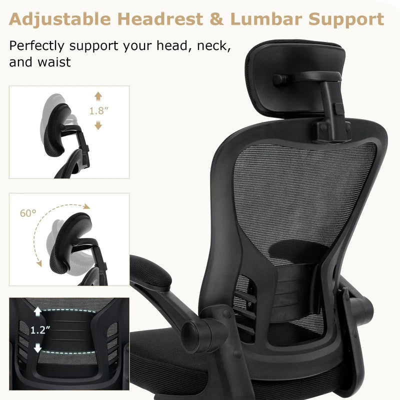 Ergonomic Mesh Office Chair with Adjustable Height for Home Office-Black by DirectDeals