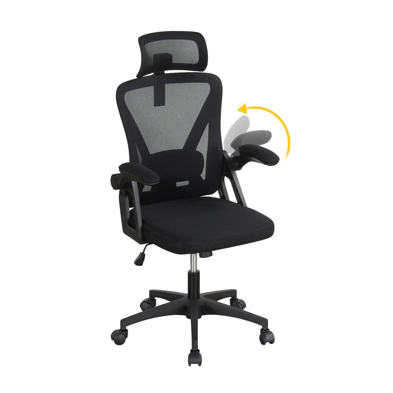 Ergonomic Mesh Office Chair with Adjustable Lumbar Support and Flip-up Armrests-Black by DirectDeals