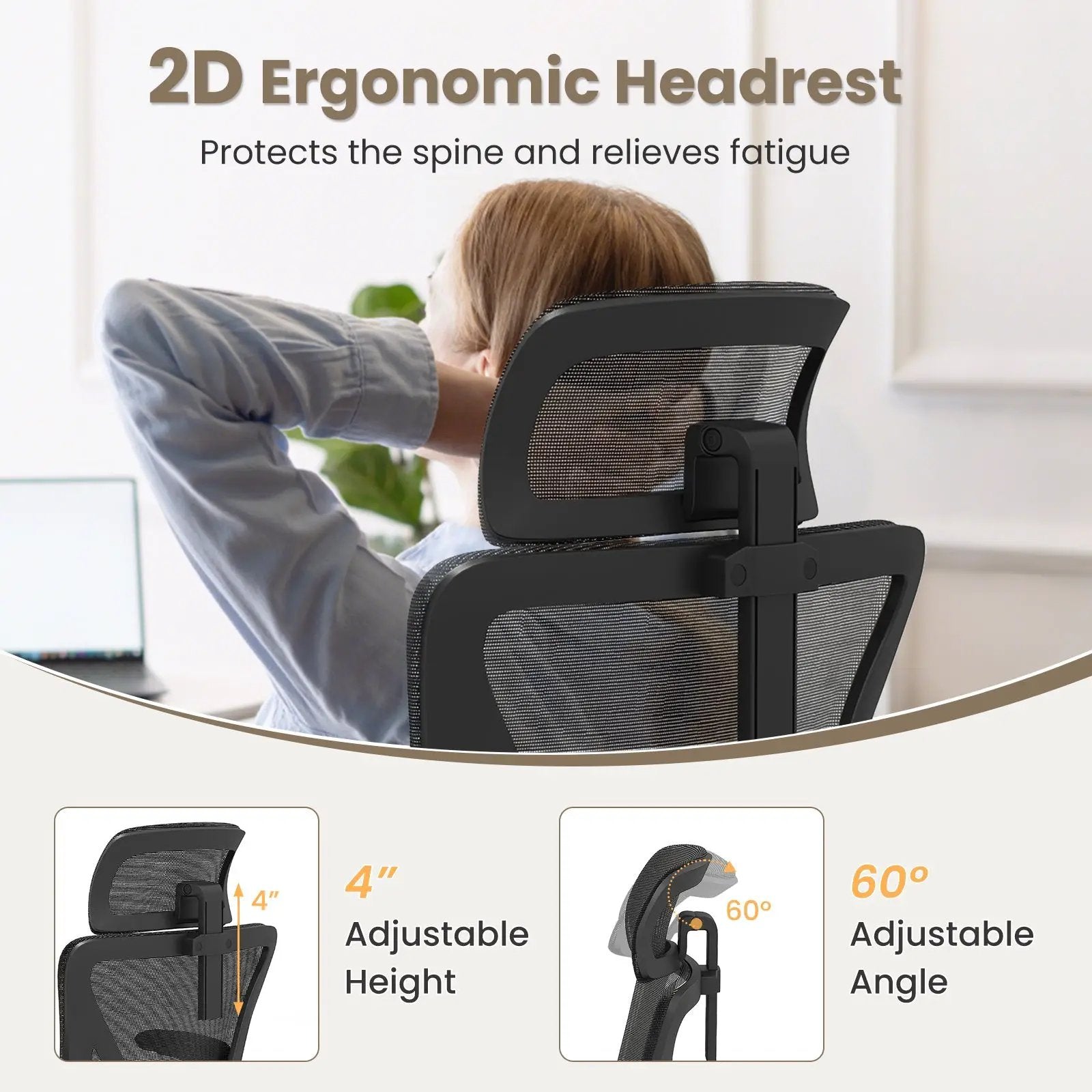 Ergonomic Mesh Office Chair with Adjustable Lumbar Support and Flip-up Armrests-Black by DirectDeals